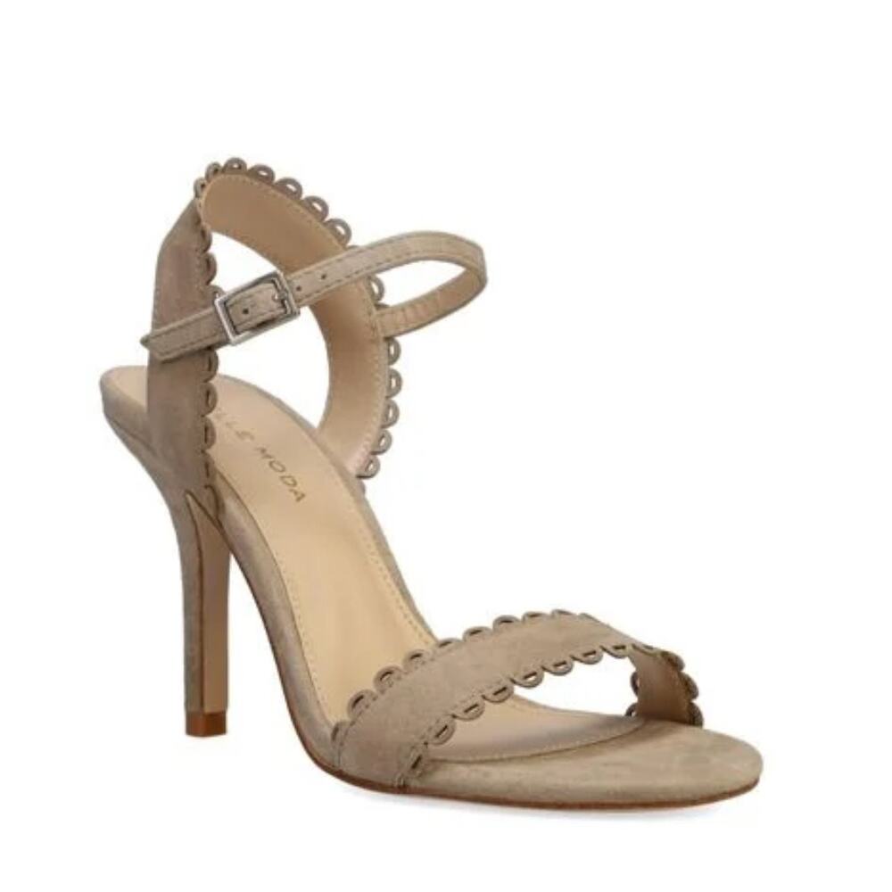 Pelle Moda Karen Heeled Sandals Metallic Pewter Womens 11M Shoes Ankle Strap